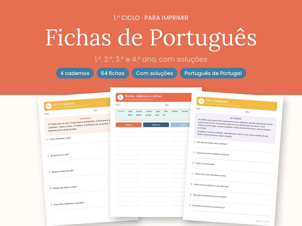 Fichas de Português 1.º ao 4.º Ano